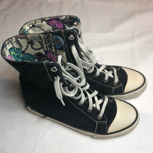 [COACH] bonney high top sneakers multi black butterfly - Picture 8 of 15